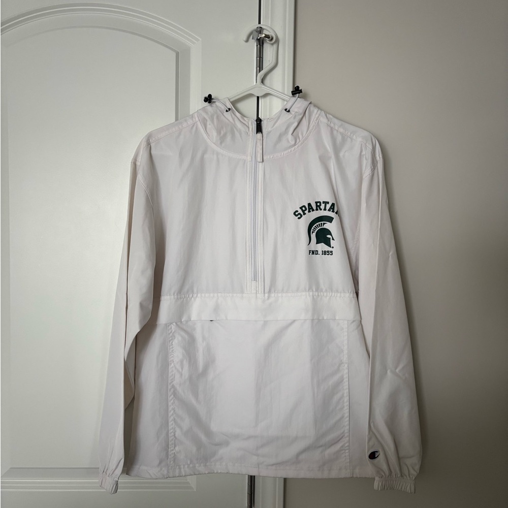 Michigan State Champion White Athletic Windbreaker Pullover